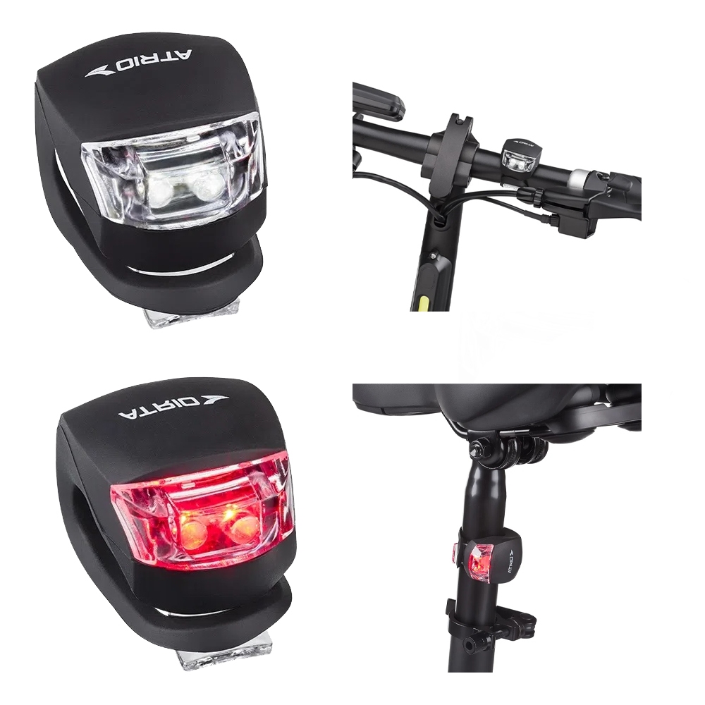 Farol e Lanterna de Bike Led Para Bicicleta Dianteiro E Traseiro Silicone Resistente - Atrio