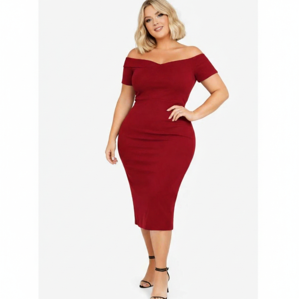 Vestido Midi Feminino Jade Tubinho Canelado com Elastano Moda Evangélica