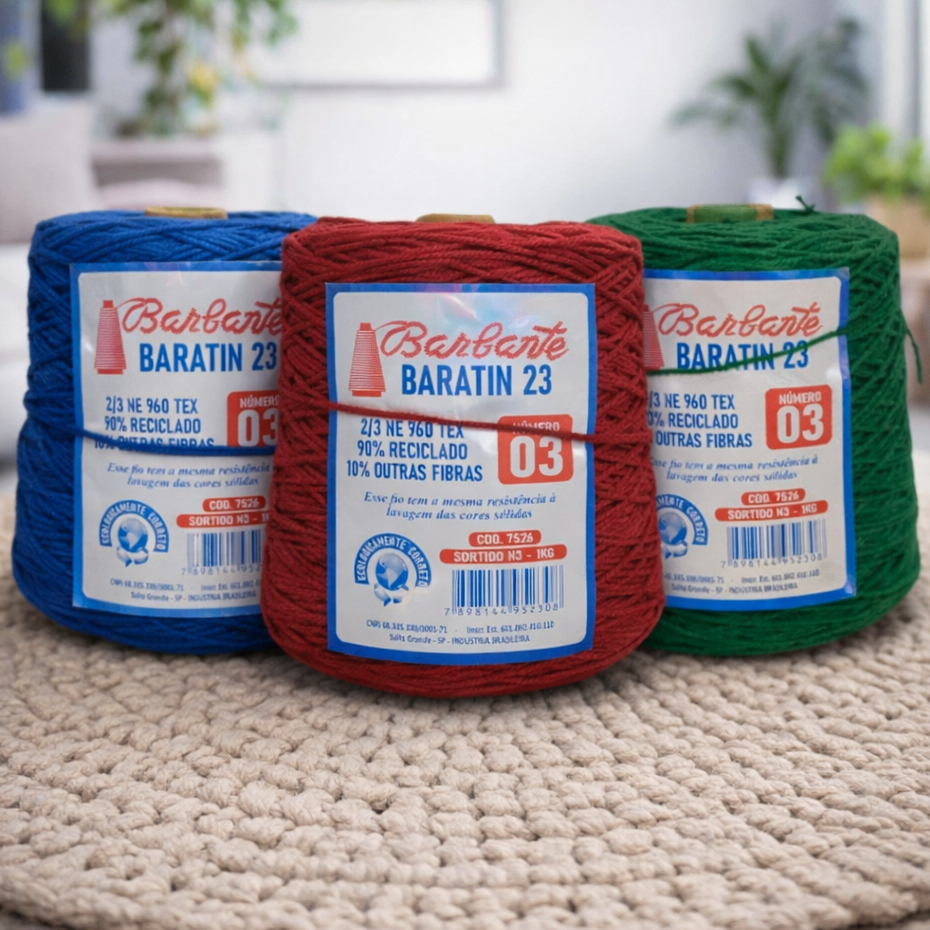 Barbante Baratin nº03 1kg São Francisco Linha de Crochê  TAPETES/SOUPLÁS/AMIGURUMI/JOGOS EM CROCHÊ