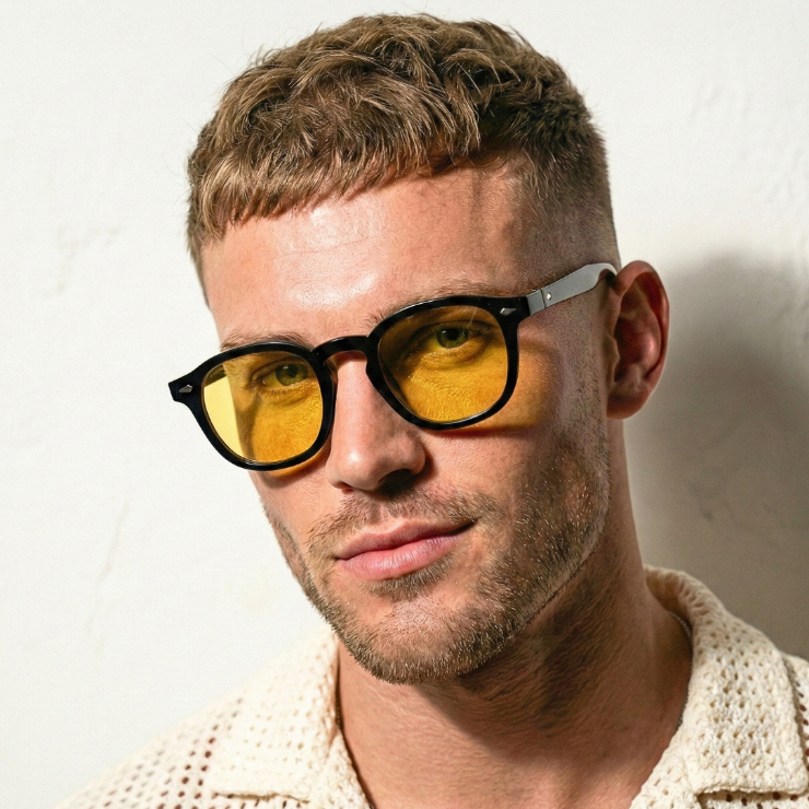 Oculos de Sol Redondo Preto e Amarelo Original Premium Blogueira Tendência uv400 Feminino Masculino em Oferta na Shopee