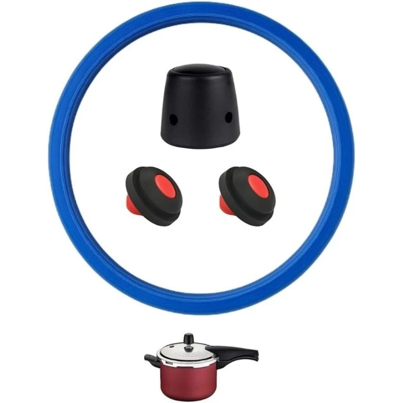 Kit Borracha de Silicone Tramontina, 20cm, com 1 Peso MINI UNI e 2 Válvulas, para Panela de Pressão Vancouver 3L/4,5L