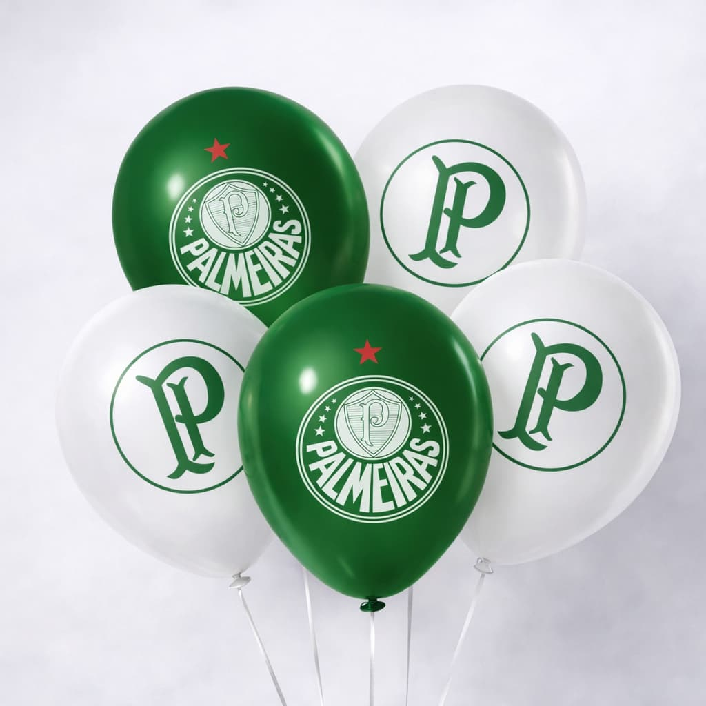 Bexiga Estampada Palmeiras - 8 Polegadas - Pacote com 20un em Oferta na Shopee