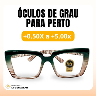 Óculos Quadrado Marília Grau +0,50 a +5,00 Feminino Leitura Hipermetropia Verde Leopardo em Oferta na Shopee