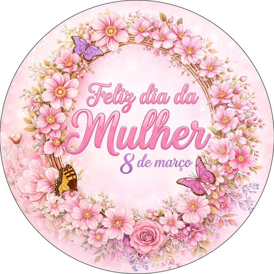 Painel Redondo Festa Tecido Sublimado 3D Dia das Mulheres em Oferta na Shopee