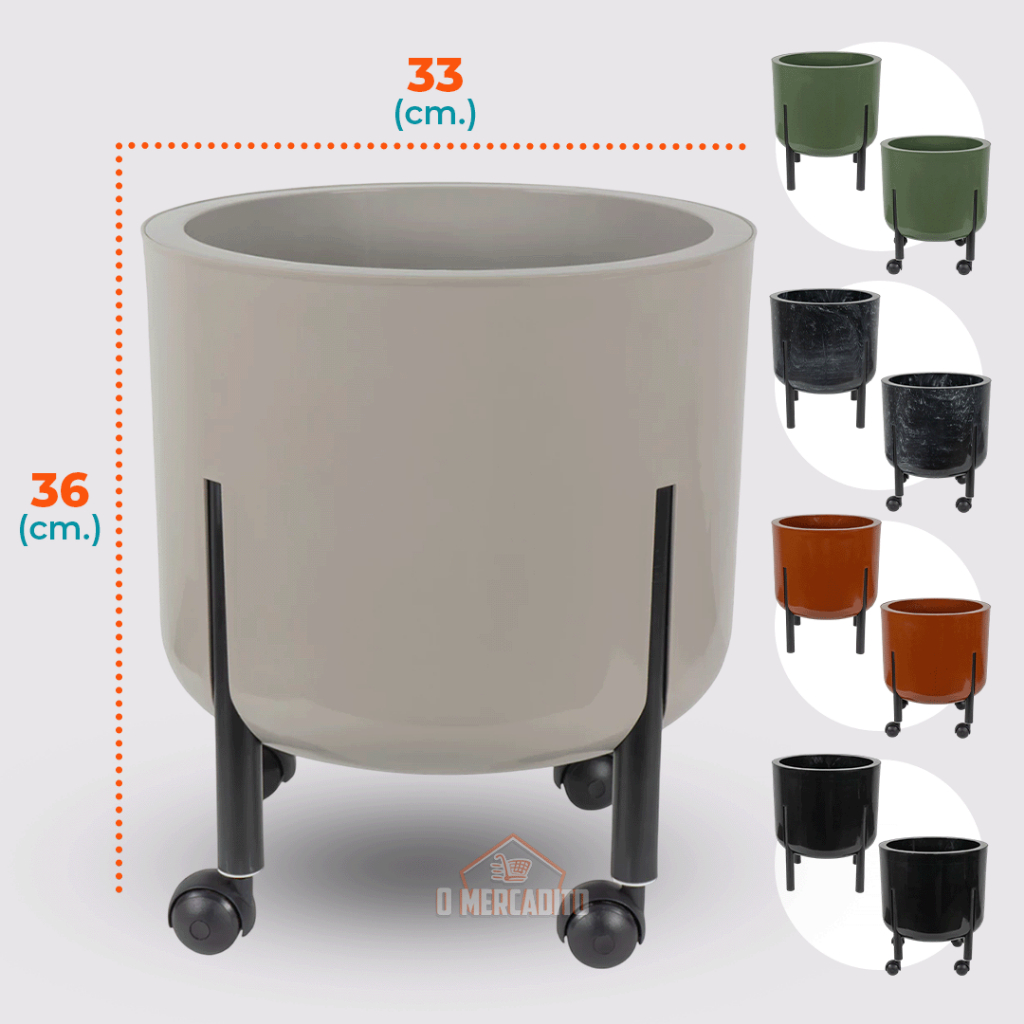 Vaso para Plantas 16 L Chão 36cm Grande Com ou Sem Rodinha Rodízio Grande Decorativo Flores Luxo Fênix