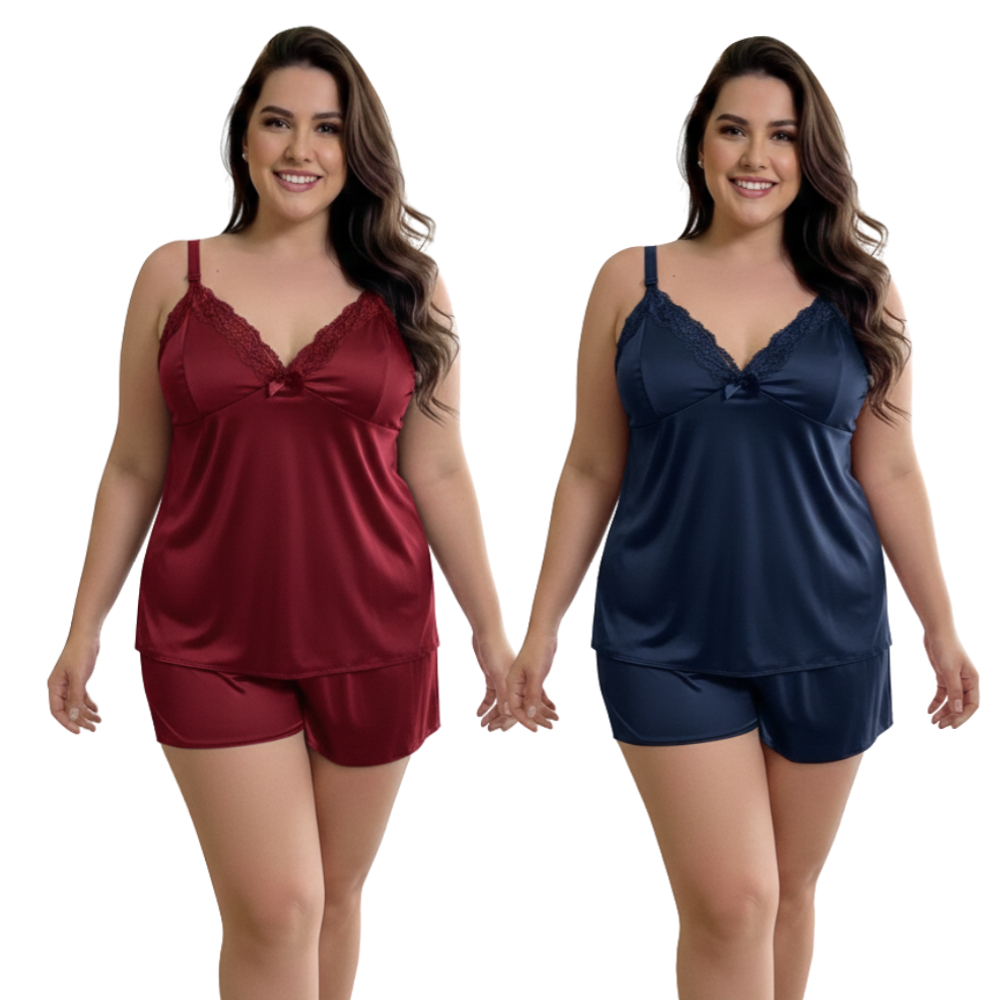 Kit 2 Baby Doll Amamentação Plus Size Gestante Pós Parto Feminino Com Click Maternidade Lactante