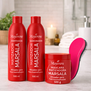 Kit Marsala Matizador Tons Vermelhos com Escova Magica em Oferta na Shopee