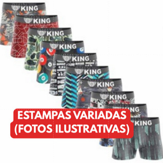 Kit de 10 cuecas boxer box adulto com forro ESTAMPAS VARIADAS (FOTOS ILUSTRATIVAS) em Oferta na Shopee