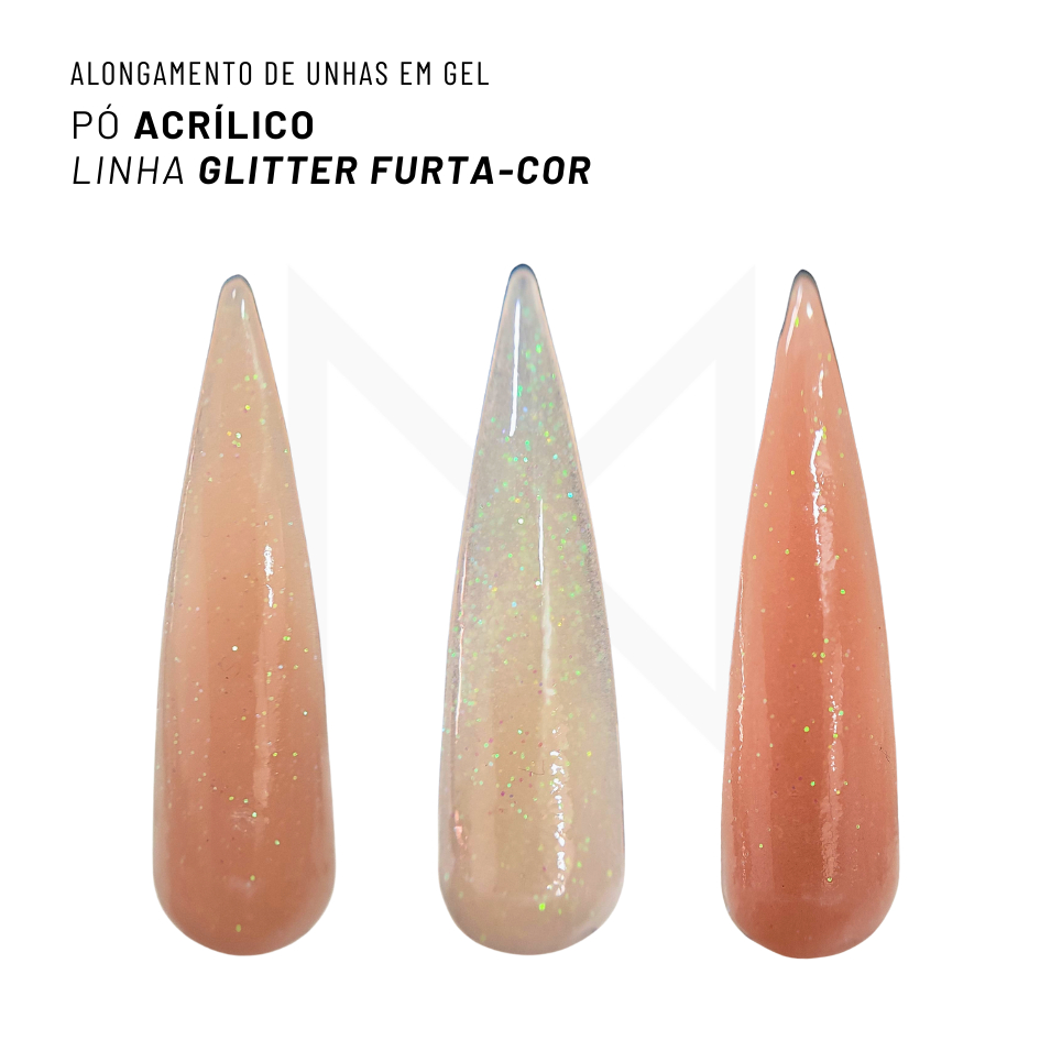 Pó acrílico GLITTER FURTA-COR (12 cores) Alongamento Majestic Nails — imagem 2 de 2