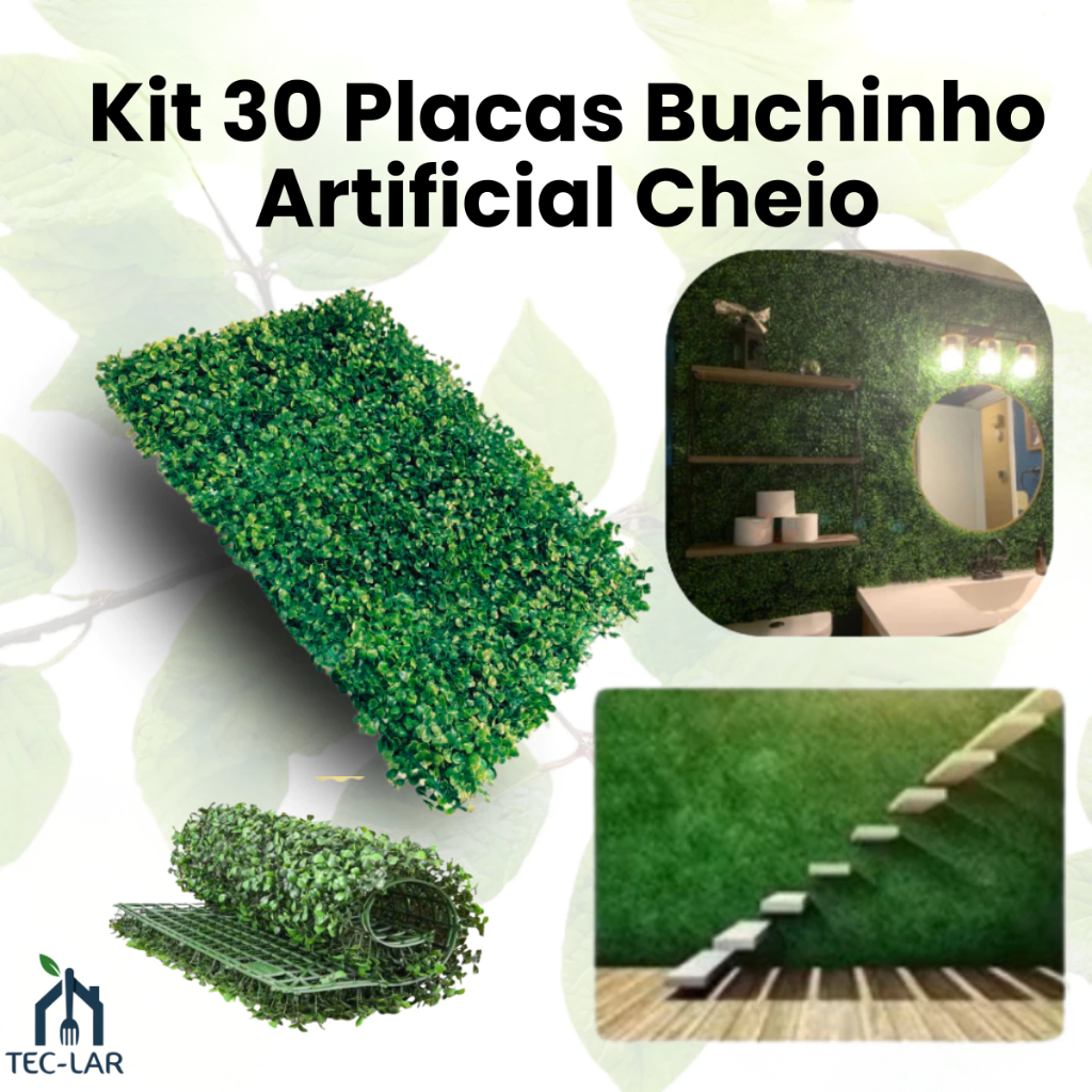 Kit 30 Placas Buchinho Artificial Cheio 40x60cm Decoração Jardim Vertical Parede Cerca  Muro Inglês