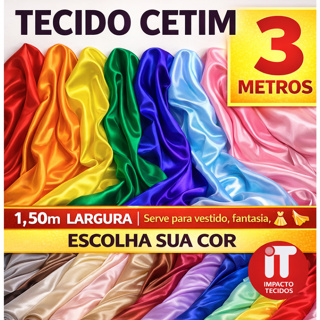 Tecido Cetim Charmousse 3 Metros 1,50 Largura Cetim Liso Para Vestido Fantasia Forro Festa Metro em Oferta na Shopee