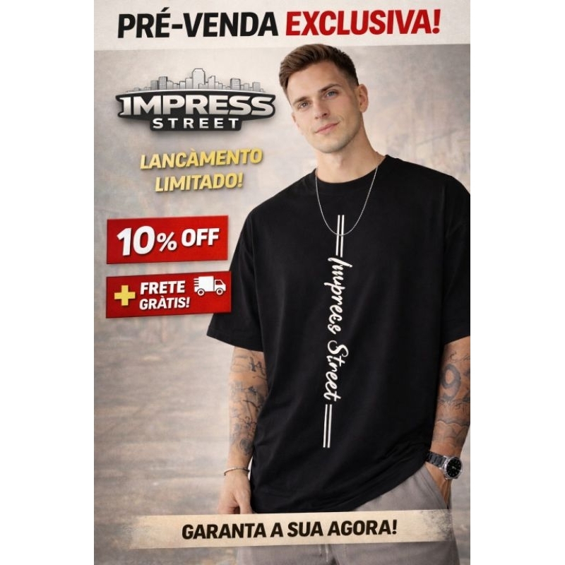 🔥 PRÉ-LANÇAMENTO EXCLUSIVO – CAMISETA MASCULINA STREETWEAR 🔥
