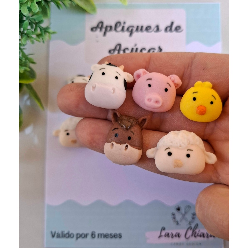 Apliques de açúcar / confeitos de açúcar mix fazendinha / animais em Oferta na Shopee