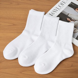 Kit 3 Pares de Meias Cano Médio Macia e Confortável Branca - QLC Sport