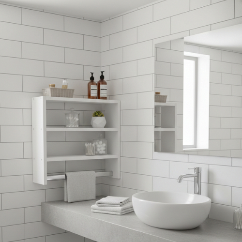 Nicho para Banheiro | Sofisticado | Material MDF Forte Branco