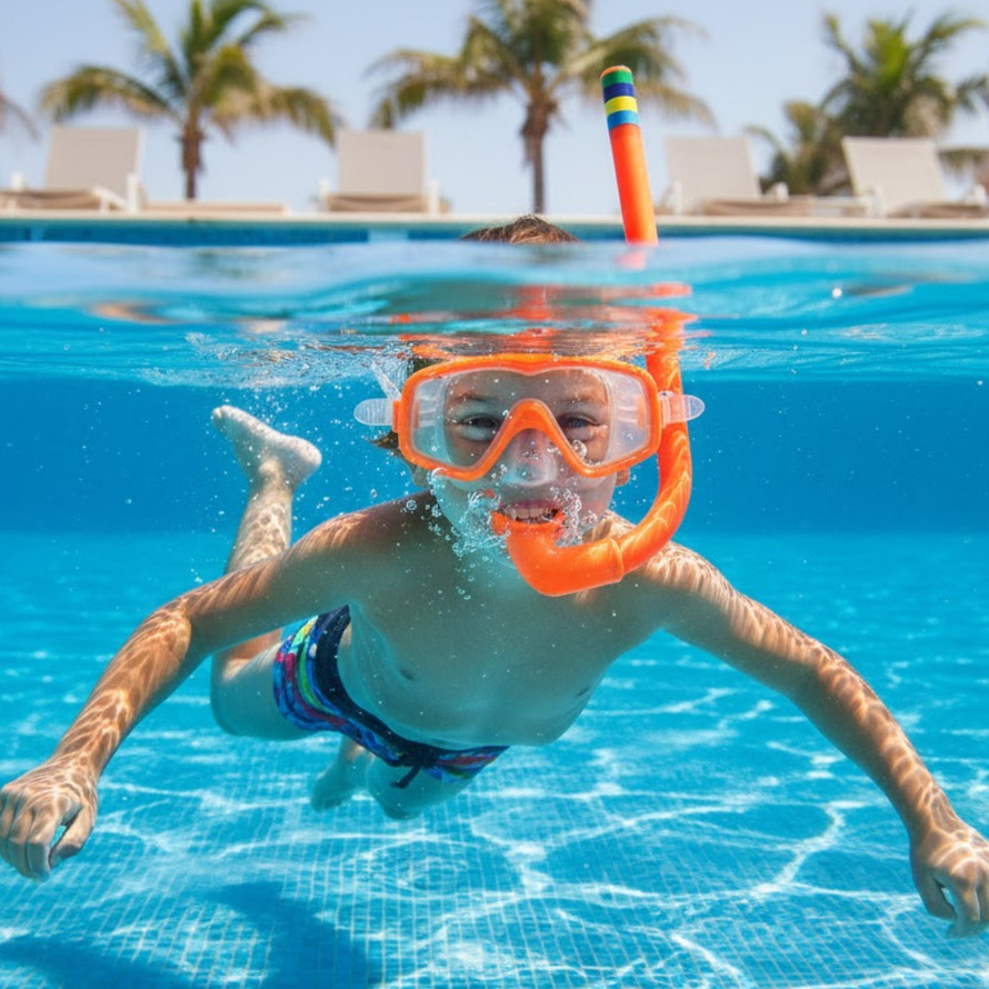 Kit de Mergulho Infantil com Máscara e Snorkel Regulável Seguro e Confortável para Piscina e Mar em Oferta na Shopee