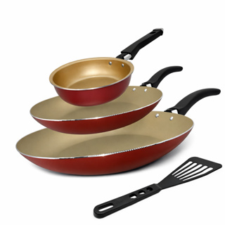 Jogo de 3 Frigideiras Antiaderentes Techflon Nacional com Revestimento 5 Camadas em Oferta na Shopee