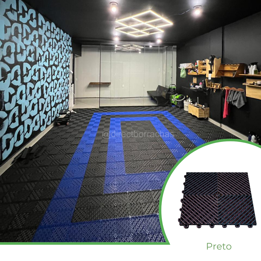 Kit 80 Piso Modular Automotivo 7m²  PRETO 30x30 - Direct Borrachas em Oferta na Shopee
