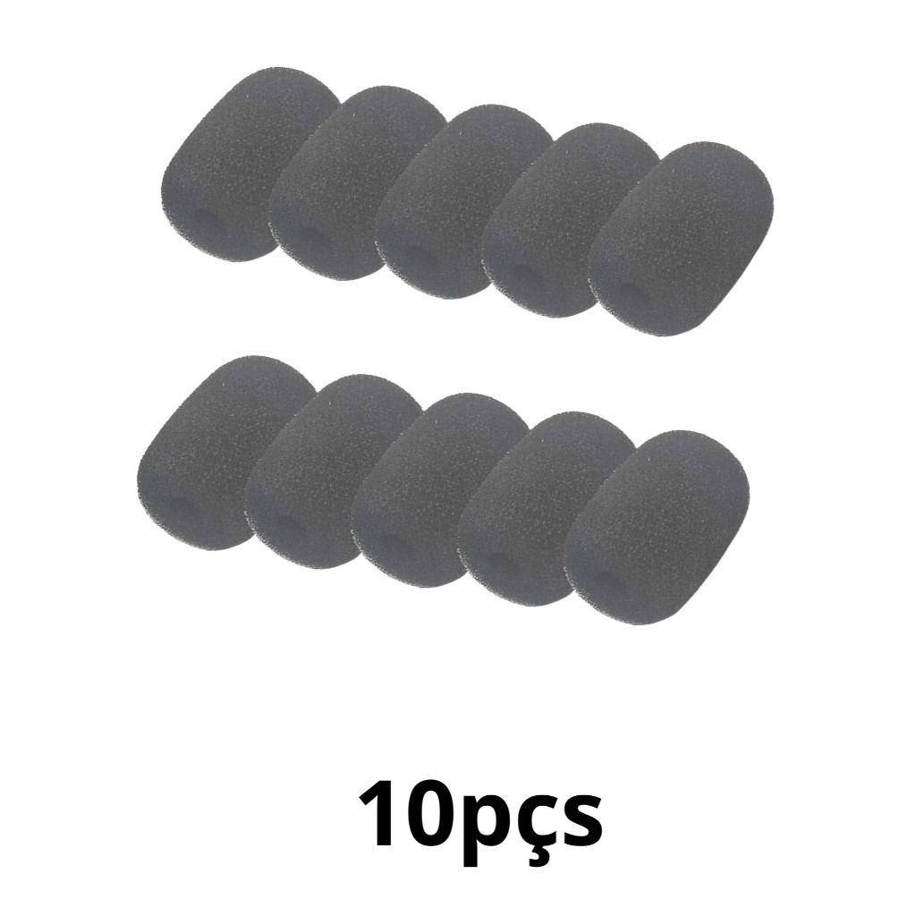 Kit 10 10 Espuma para microfone Headset Intercomunicador Lapela