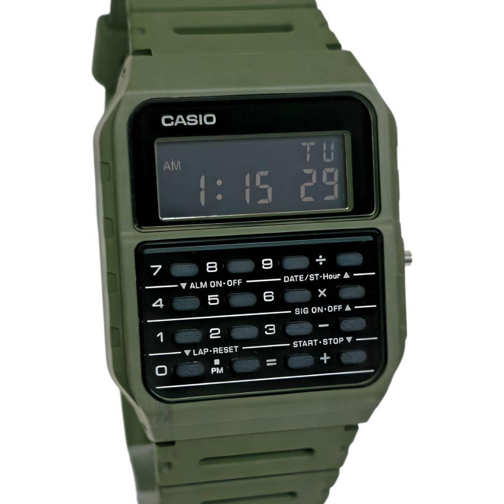 Relógio Casio Digital Calculadora 2 em 1 Verde Musgo CA-53WF-3BDF