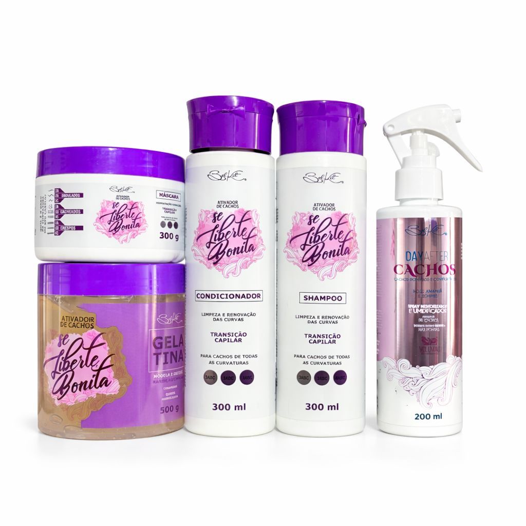 Kit Belkit Se Liberte Bonita Ativador de Cachos - Shampoo Condicionador Máscara Gelatina Spray