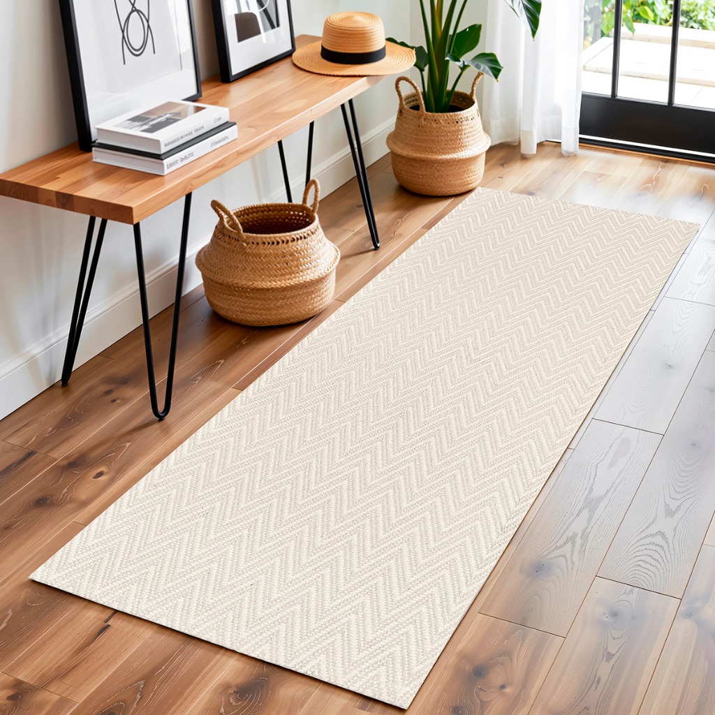 Tapete Passadeira Cozinha Chevron Rústico Antiderrapante 0,65 x 1,50m Cru Bege 100% Algodão Lavável em Oferta na Shopee