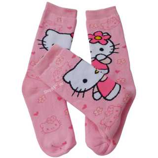 Meia Divertida Infantil Cano Alto em Algodão com Estampa Hello Kitty Rosa em Oferta na Shopee
