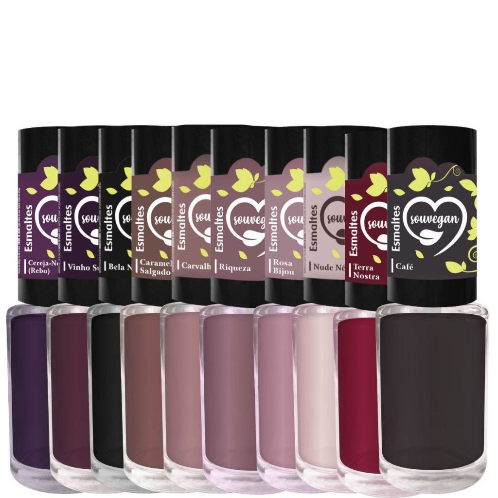 Kit de Esmaltes Sou Vegan Tons Variados Coloridos Glitter Vegano Manicure Pedicure em Oferta na Shopee