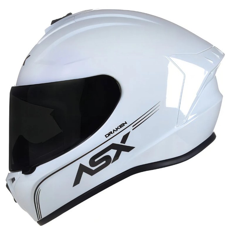 CAPACETE ASX DRAKEN MONOCOLOR BRANCO BRILHO ORIGINAL NOVO + VISEIRA CRISTAL NARIGUEIRA E BAVETE