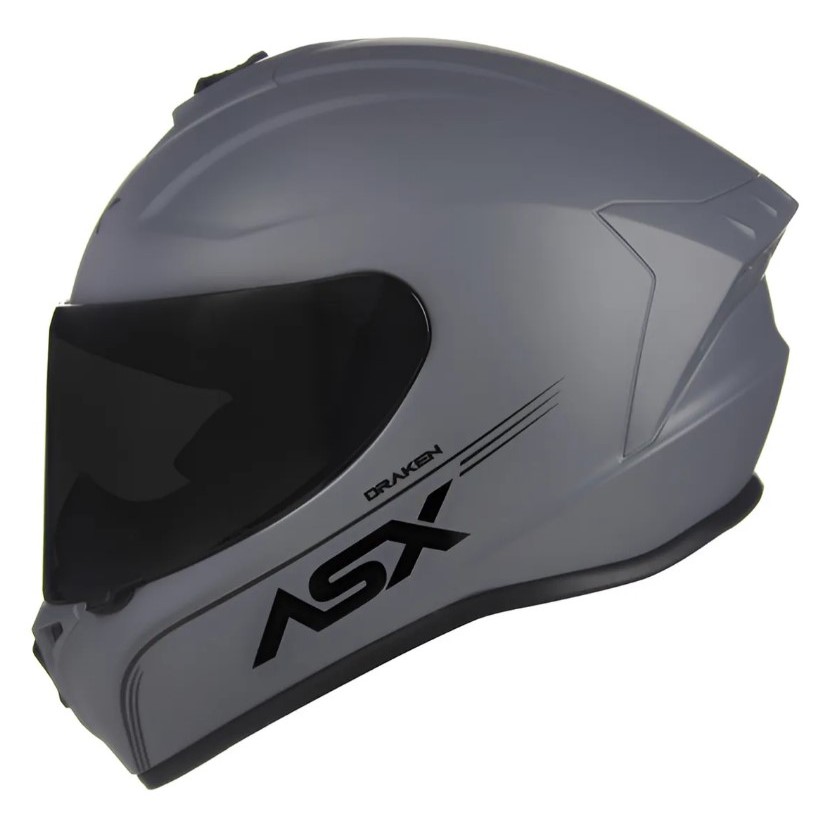 CAPACETE ASX DRAKEN MONOCOLOR CINZA FOSCO ORIGINAL NOVO + VISEIRA CRISTAL E BAVETE