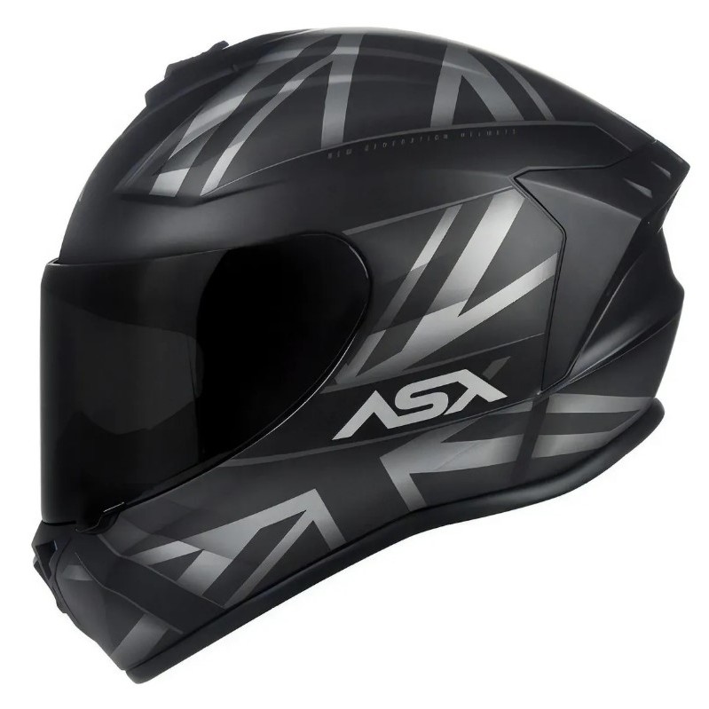 CAPACETE ASX DRAKEN UK PRETO/CINZA FOSCO ORIGINAL NOVO + VISEIRA CRISTAL NARIGUEIRA E BAVETE