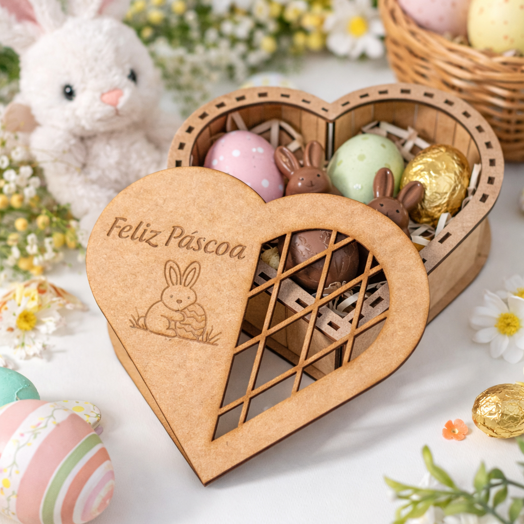 Caixa Coração Feliz Páscoa MDF Lembrancinha Especial de Páscoa em Oferta na Shopee