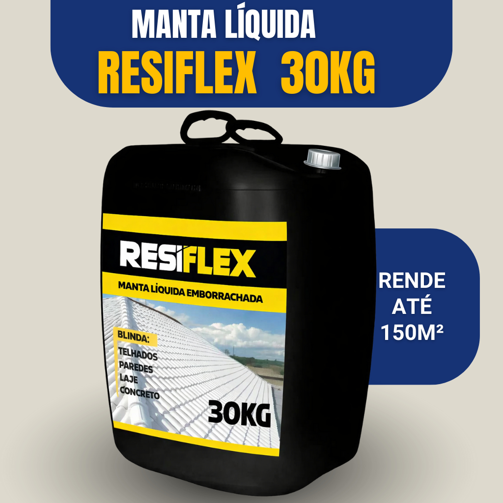 Manta Líquida Emborrachada 30KG -RESIFLEX- Selante para LAJES, TELHADOS, PAREDES - RENDE ATÉ 150M²