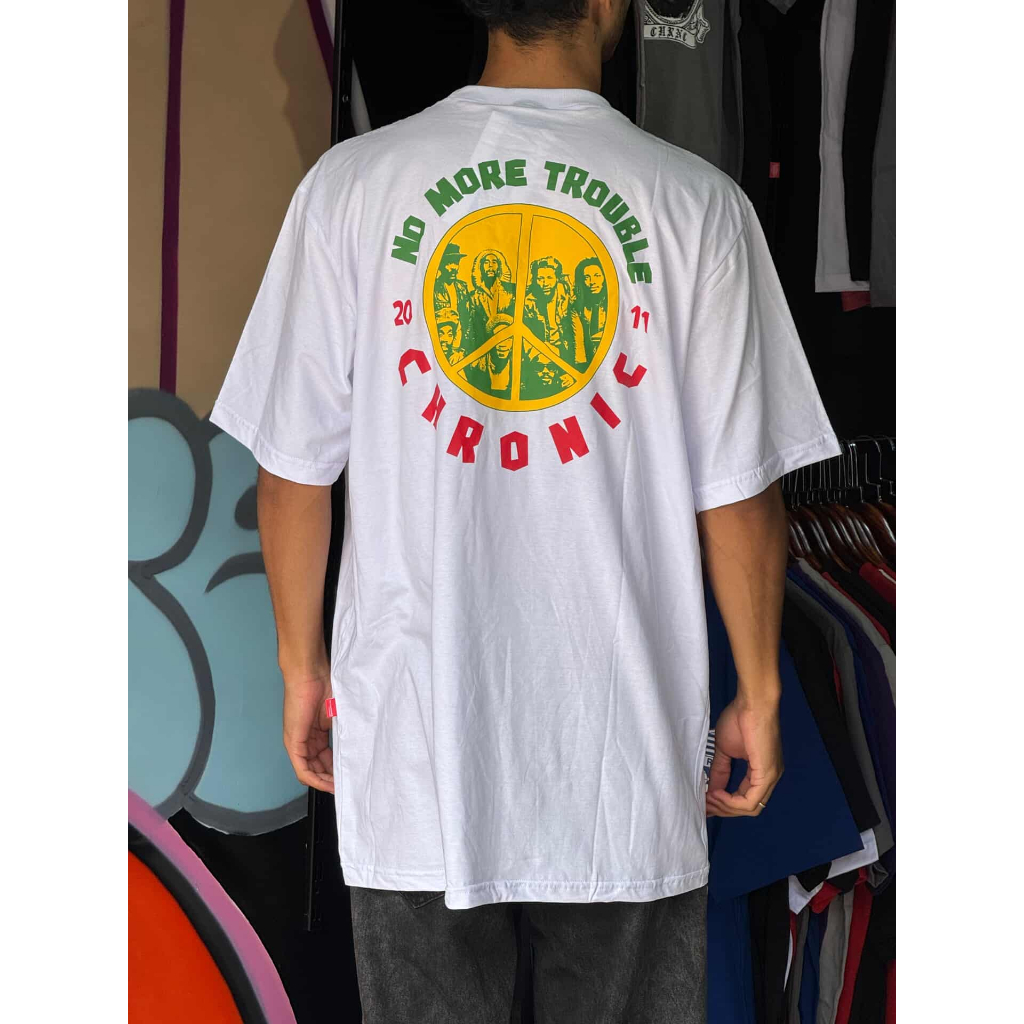 Camiseta Chronic Branca Bob Marley Paz Amor Street skate Novidade lançamento