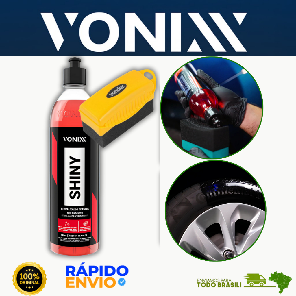 Shiny Revitalizador Pneu Pretinho + Aplicador Para Produto Vonixx Oferta Premium Original