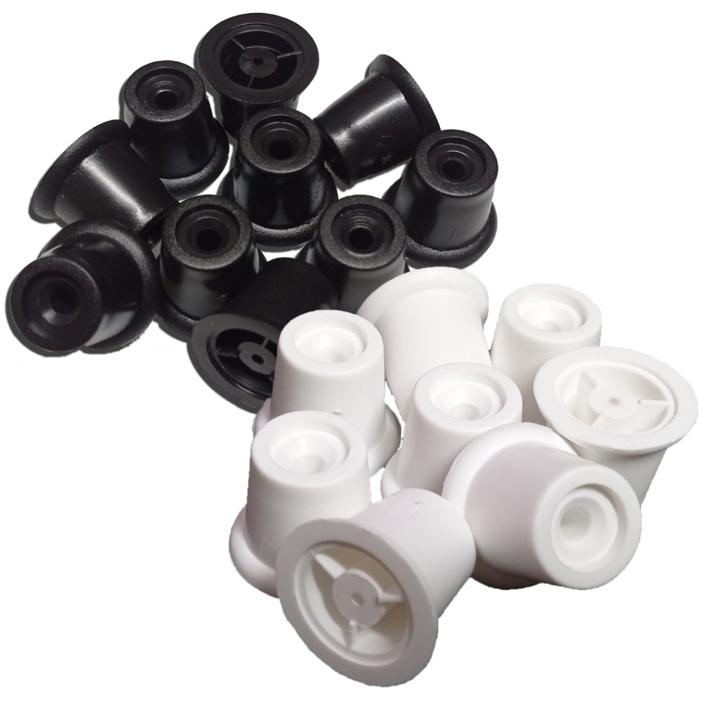 KIT 100 PES 50 PEZINHOS BRANCOS + 50 PEZINHOS PRETOS INJETADOS PARA PUFF TÁBUA DE BOLO E OUTROS em Oferta na Shopee