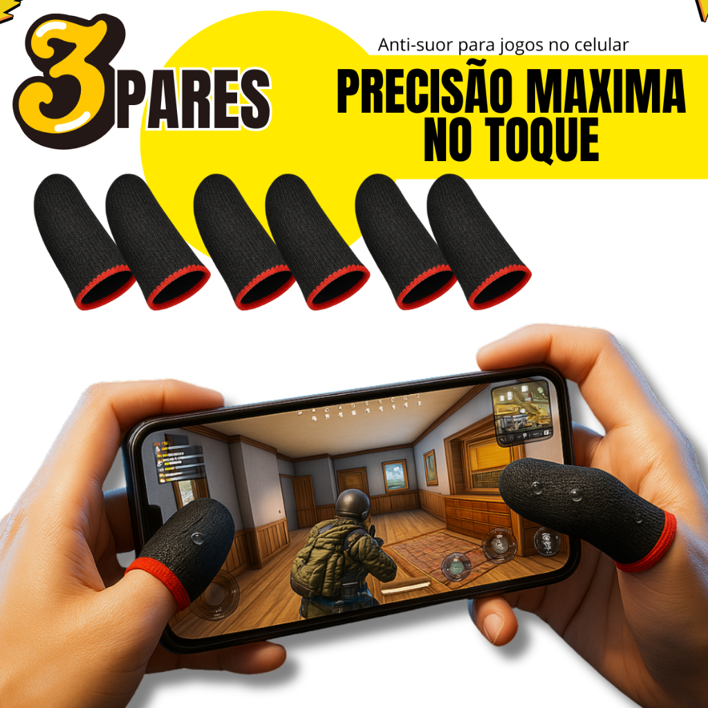 Luvinha Gamer Para Celular Anti Suor Touch Screen Alta Precisão Jogar free fire Pubg em Oferta na Shopee