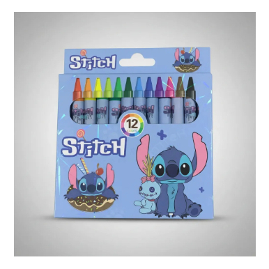 Giz De Cera Lilo Stitch 12 Cores Azul-claro