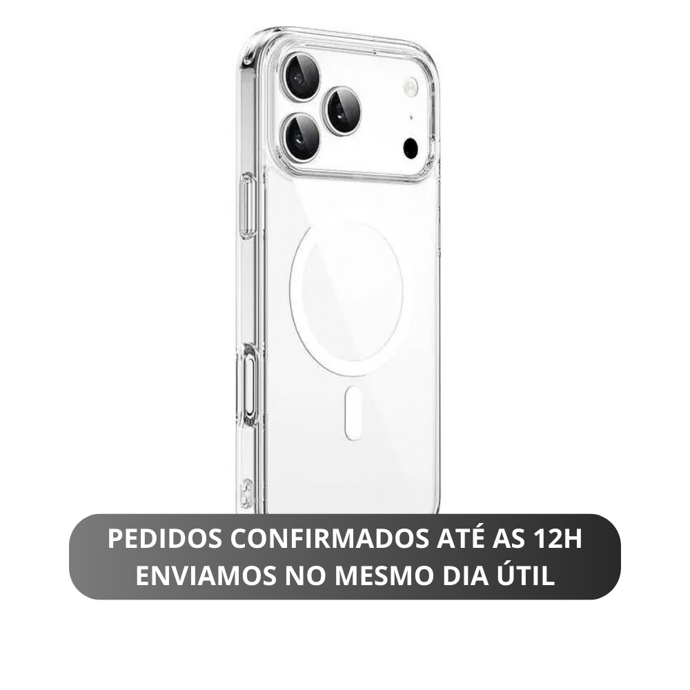Capa Capinha iPhone 17 Transparente com MagSafe - Anti-Impacto | IPhone 17 Air, Pro e Pro Max em Oferta na Shopee