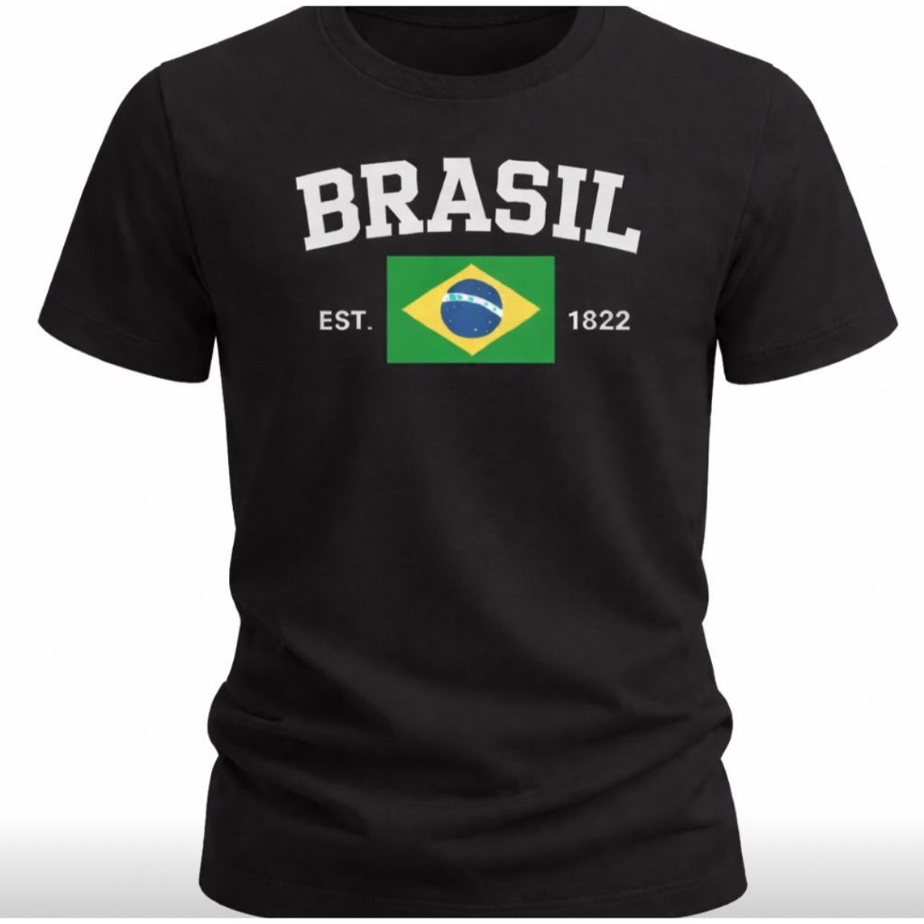 Camisa do Brasil Masculina Seleçaõ Brasileira 100% Algodão Copa do Mundo Hexa Estampa Brasil
