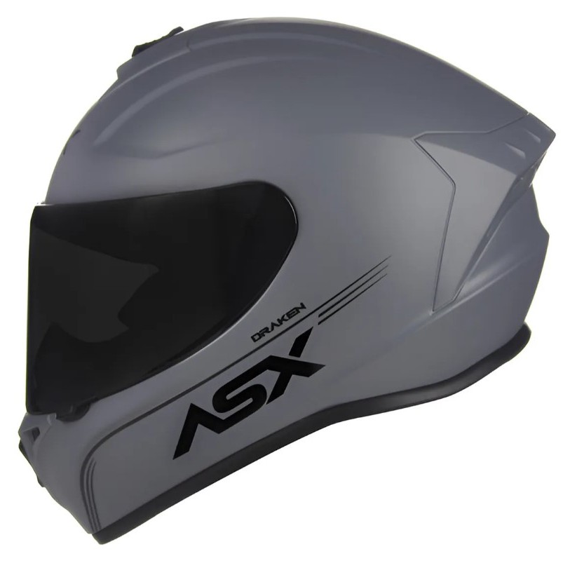 CAPACETE ASX DRAKEN MONOCOLOR CINZA NARDO FOSCO ORIGINAL NOVO + VISEIRA CRISTAL NARIGUEIRA E BAVETE