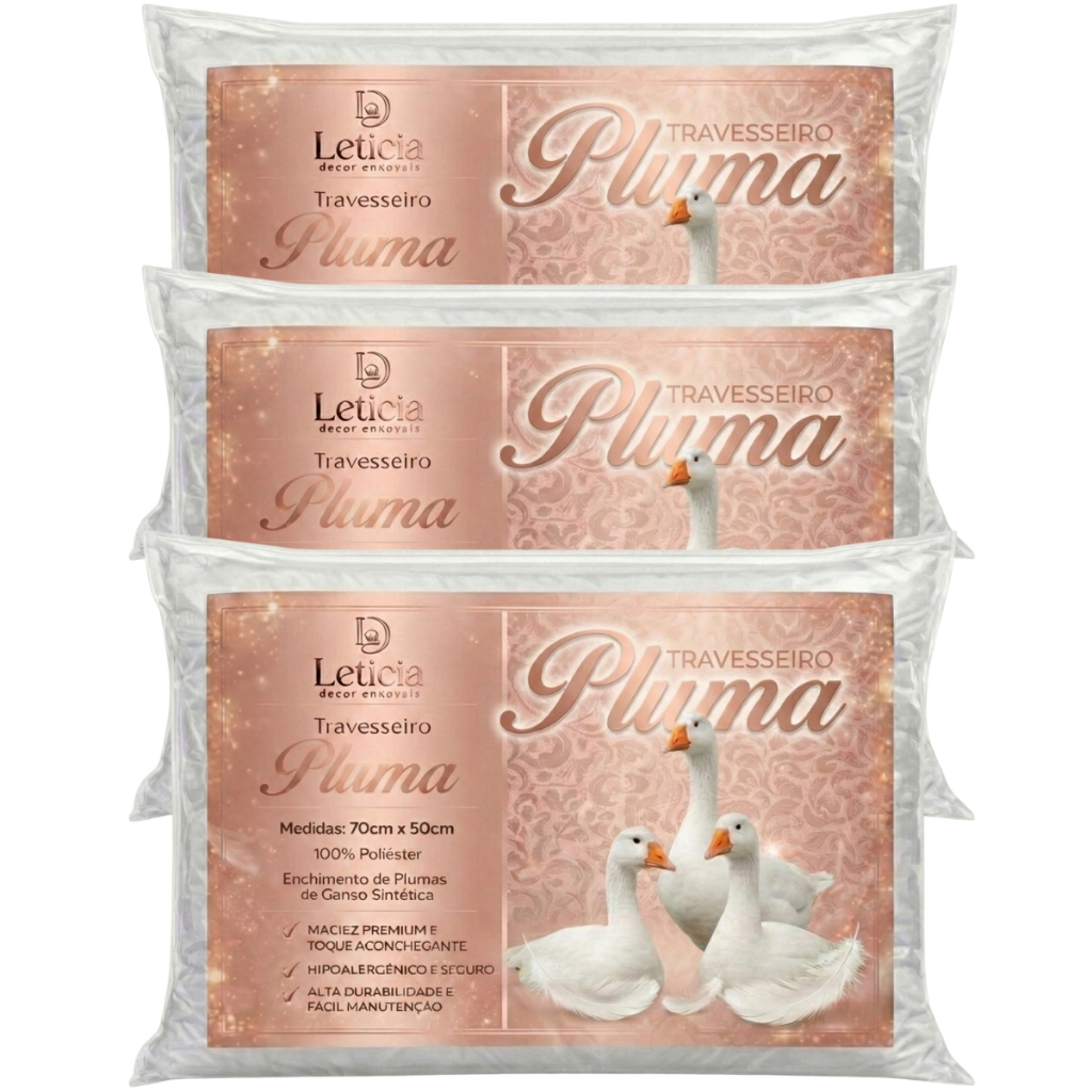 Kit 7 Travesseiros Penas e Plumas de Ganso Para Cama Branco Macio