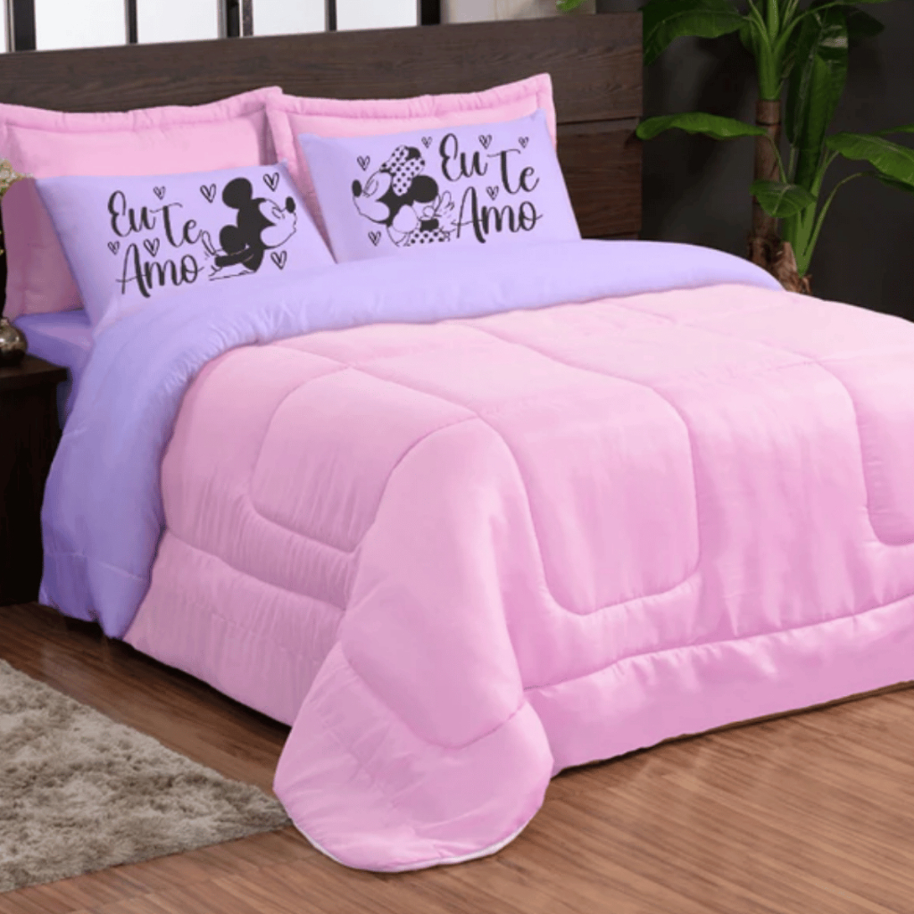 Edredom King Completo 3 Peças Microfibra Estampado com Porta Travesseiros Decorativo