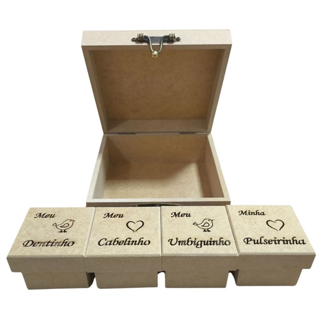 Caixa de Recordações do Bebê em MDF Cru – Para Personalizar