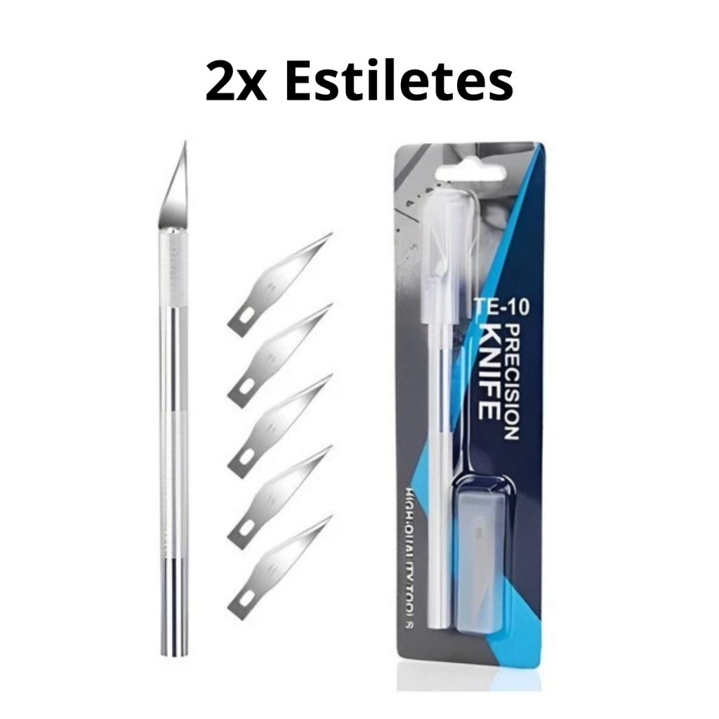 Estilete de Precisão Estilo Bisturi Corte Preciso com 5 Laminas use com Eficiência COR SORTIDA
