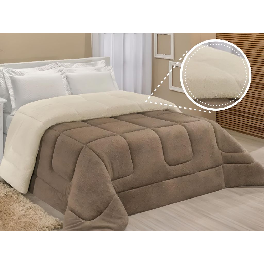 Coberdrom Edredrom Casal Queen Dupla Face Edredom Manta e Sherpa Pele de Carneiro Peludo
