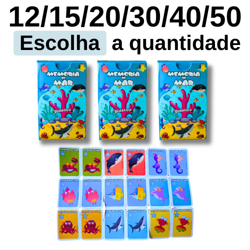 KIT12/15/20/30/40/50  JOGO DA MEMORIA FUNDO DO MAR P/KIT FESTA LEMBRANCINHAS INFANTIL PRENDA em Oferta na Shopee