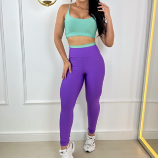 Conjunto Calça Legging e Top com Bojo Removível Cos Alto Academia Fitness em Oferta na Shopee