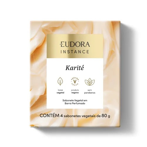 Kit Sabonetes em Barra Vegetal Perfumado Instance Karité 4x80g