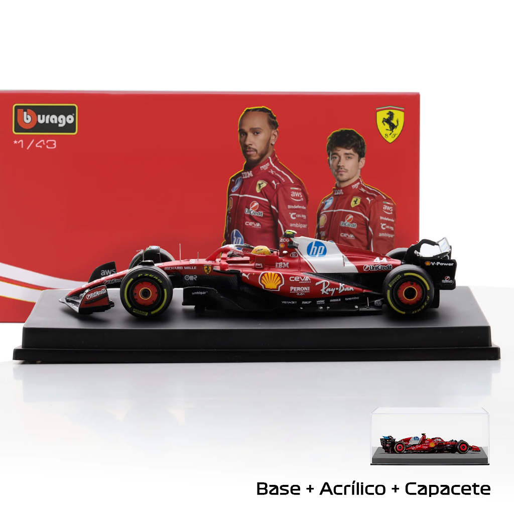 F1 Bburago Ferrari Sf-25 Hamilton #44 Escala 1:43 Vermelho Vermelho Maisto Minia